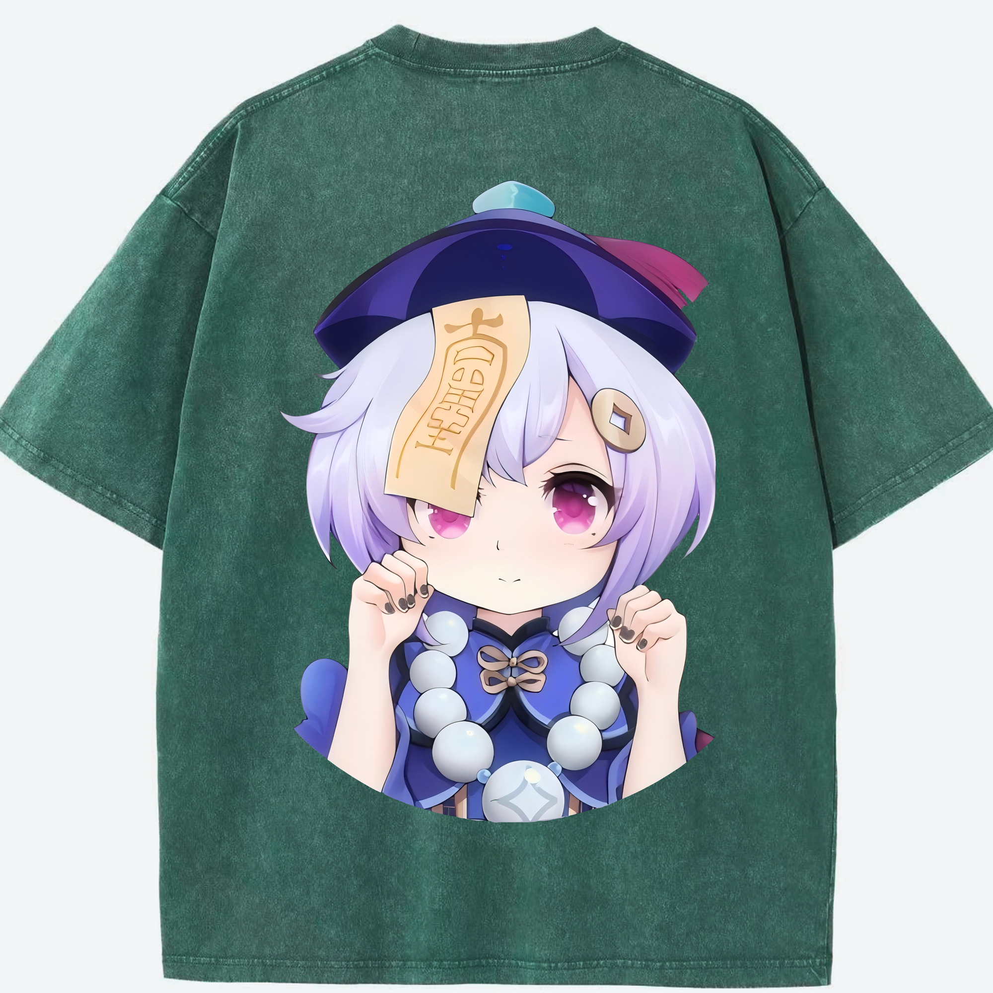 げんし神 七七 なな  genshin Nana 綿100% ヴィンテージ風 半袖Tシャツ（背面プリント）